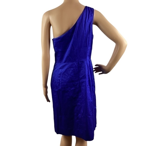 J.Crew Factory One Shoulder Dress Size 8 Blue Cotton - Picture 5 of 6